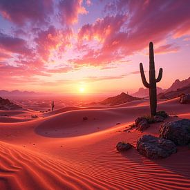 SOLARIX – Un paysage désertique avec cactus au coucher du soleil sur INFERAURUM