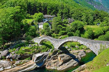 Stenen brug in Zwitserland van Dieter Fischer