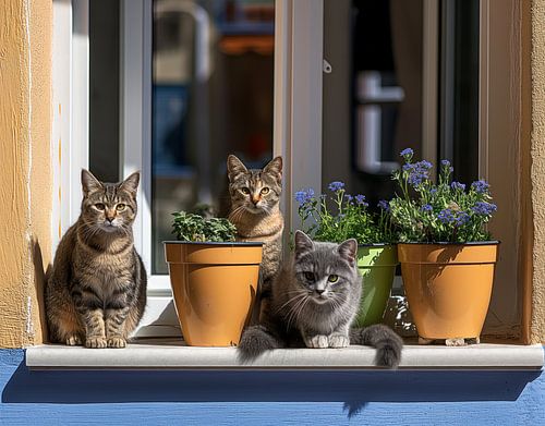cat looks through window