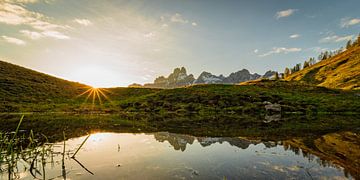 Berglandschap "Spiegeling tijdens zonsondergang"