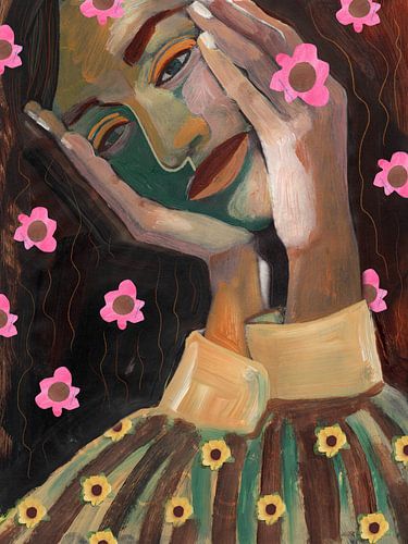 Het bloemen meisje - flower power van Studio Gjil