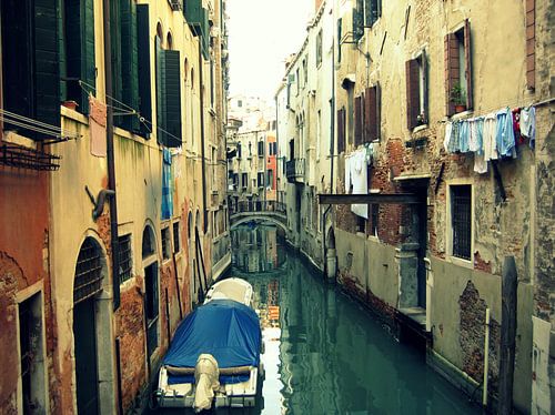 Venice. Wash drying over the canal. 