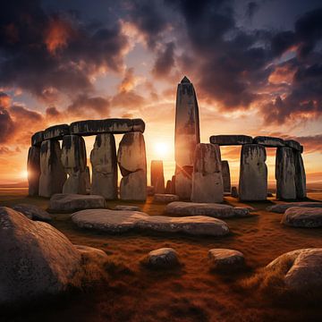 Stonehenge zonsondergang van TheXclusive Art