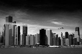 Chicago skyline with the Blue Angels by Angelique Faber