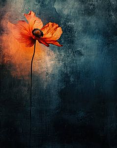 Mohn, Minimalismus in Orange und Blau