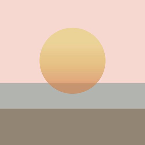 Sun at dawn. Abstract geometric minimalist landscape by Dina Dankers