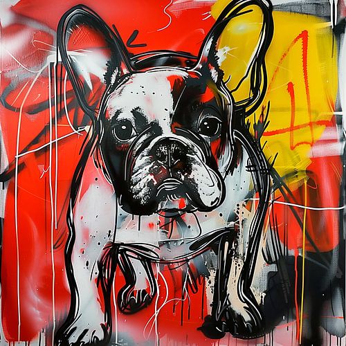 Franse bulldog straatkunst