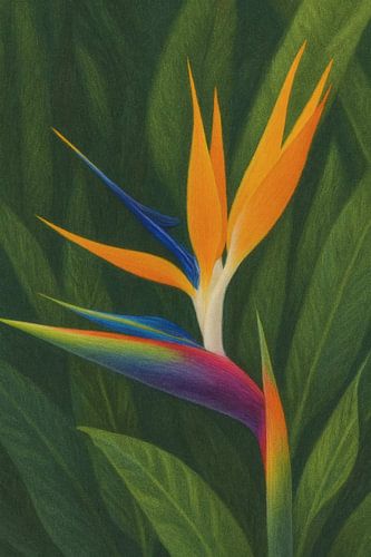 Bird of Paradise Flower with Vivid Tropical Colors