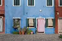 Blauw huis op het Italiaanse eiland Burano
