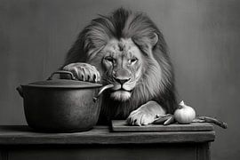 Lion en train de cuisiner sur Poster Art Shop