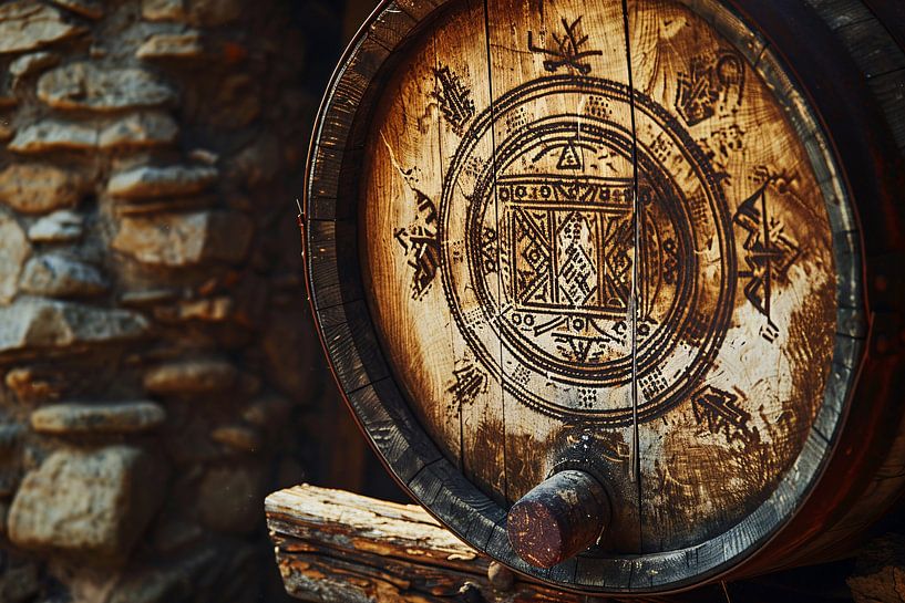 Houten vat met carving van Art & Soul Creations