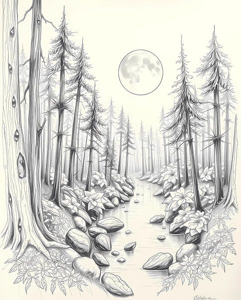 Cours d'eau au clair de lune par Artistic