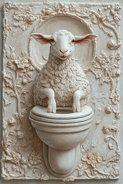 Schaf auf Toilette im barocken Reliefstil mit klassischer Eleganz von Eva Lee