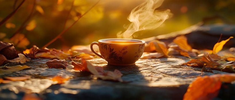 Dampfer Kaffee in herbstlicher Natur von Poster Art Shop