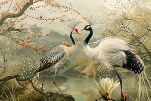 Japanese art birds of paradise