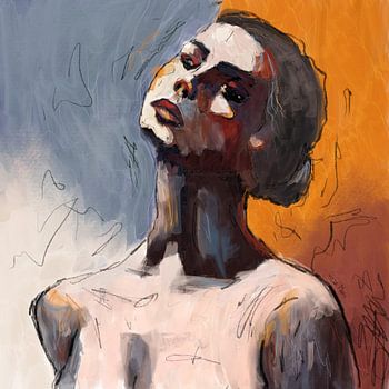 Portrait expressif d'une femme,