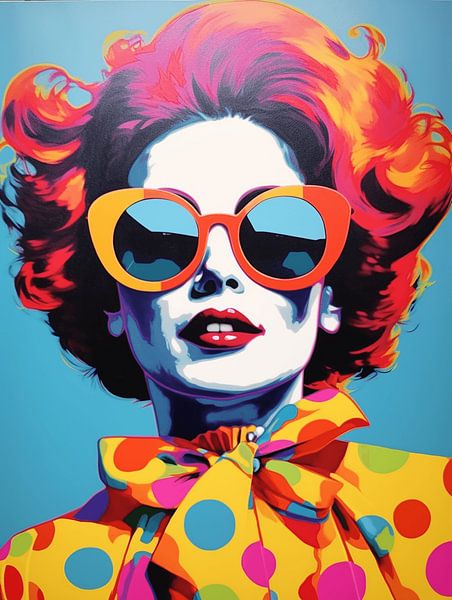 Woman portrait big glasses orange hair colourful clothes by gm_designs