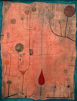 Paul Klee.Fruits on a red background