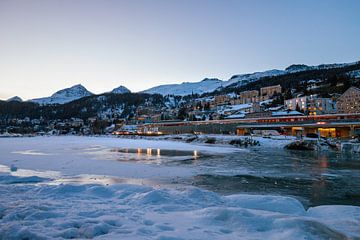 Sankt Moritz in Switzerland at dusk. by Simon Peeters