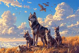 Gemälde von Wölfen