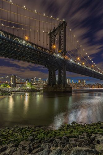 New York Skyline - Manhattan Bridge and Brooklyn Bridge 2016 (1) by Tux Photography