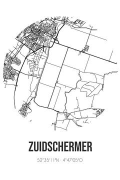 Zuidschermer (Noord-Holland) | Carte | Noir et blanc sur Rezona