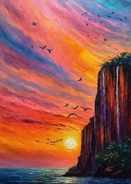 Zonsondergang Waterval op Zee van MIROKKU