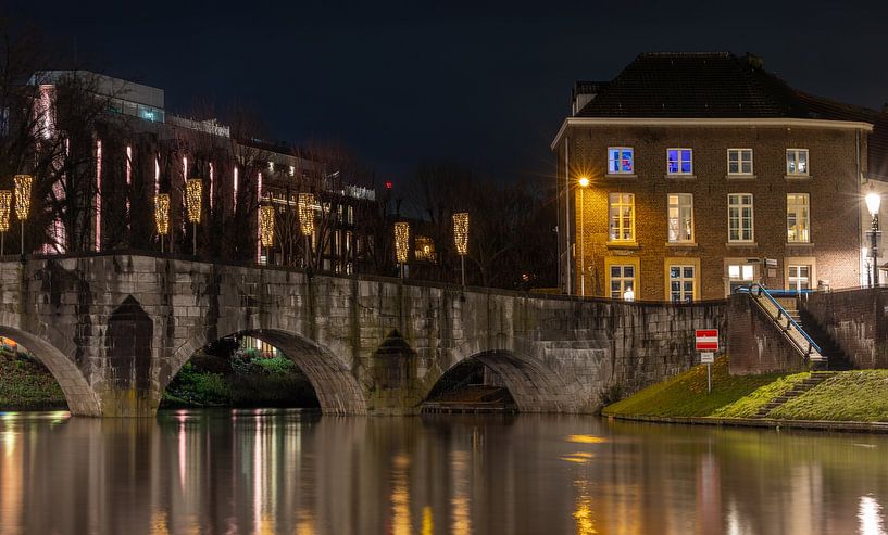 The Illuminated Maria Theresa Bridge aka the Stone Bridge in Roermond by Triki Photography