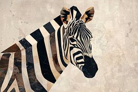 Zebra Kop Geometrische Vormen Monochroom Ontwerp van Art & Soul Creations