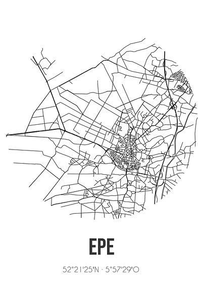 Epe (Gelderland) | Landkaart | Zwart-wit van Stad & Wand