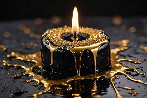 Bougie noire avec détails dorés