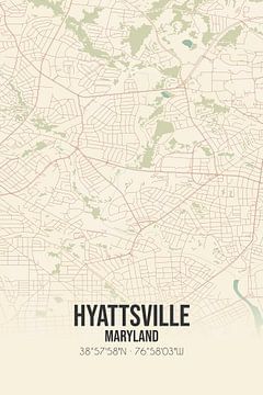 Vintage landkaart van Hyattsville (Maryland), USA. van MijnStadsPoster