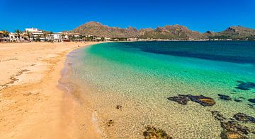 Mallorca strand, mooie kust aan de baai van Pollensa, Spanje van Alex Winter