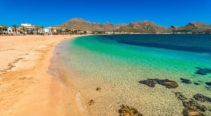 Majorca beach, beautiful seaside at bay of Pollensa, Spain by Alex Winter