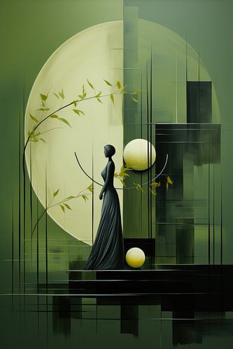 De Essentie van Abstract Olijf Groen