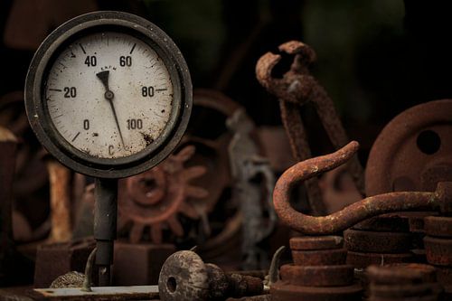 Industrial iron, rust and tools.