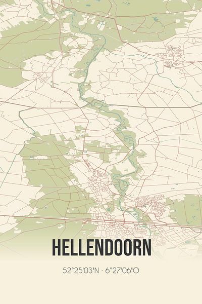 Alte Landkarte von Hellendoorn (Overijssel) von Ortsdrucke