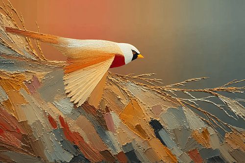 Bearded reedling in the Morning Reed