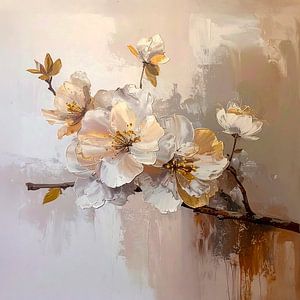 Botanisches Aquarell: Zweig mit Blüte, weiche Töne