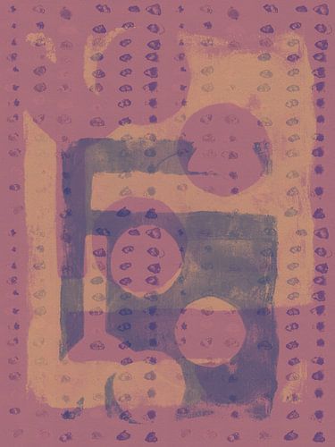 Formes organiques abstraites en rose, violet et jaune foncé.