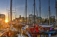 Sonnenuntergang, Fährehafen, Rotterdam von Frans Blok - Fotos, Kunst und weitere Wanddekoration Miniaturansicht