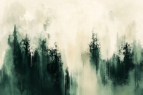 Mistig bos in abstract groen