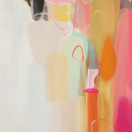 Colourful abstract in warm colours with white by Studio Allee