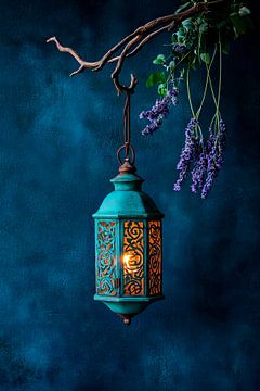 Coloured lantern with flowers by Poster Art Shop