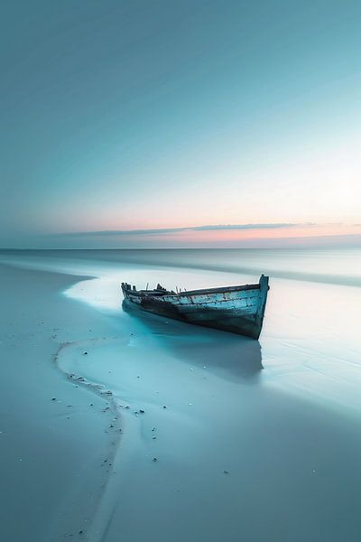 Calm ocean, simple boat by fernlichtsicht