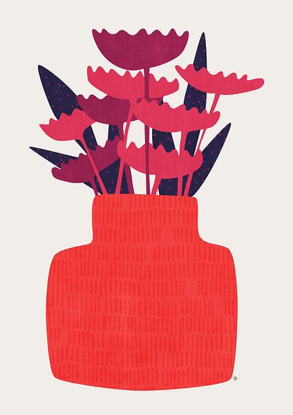 Fleurs roses Vase rouge par Tracie Andrews