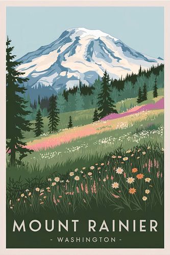 Mount Rainier, Washington Vintage Reisposter