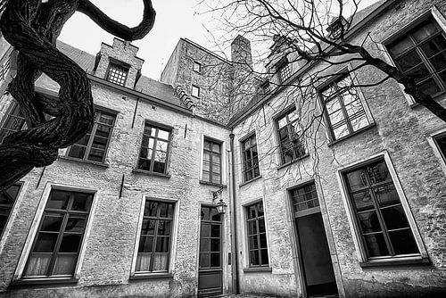 Antwerpen mooie binnenplaats - zwart en wit