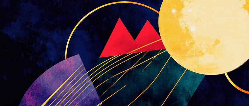 Geometric landscape with full moon by Poster Art Shop