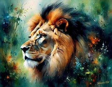 La faune et la flore en aquarelle - Lion 1 sur Johanna's Art